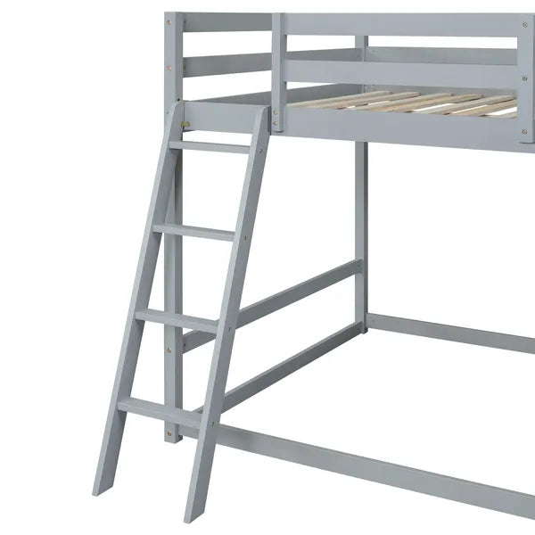 Full over Full Bunk Bed with Ladder, Slide and Shelves