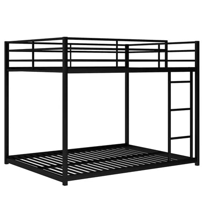 Full-Over-Full Low Metal Bunk Bed, Includes Ladder, Classic Black Finish