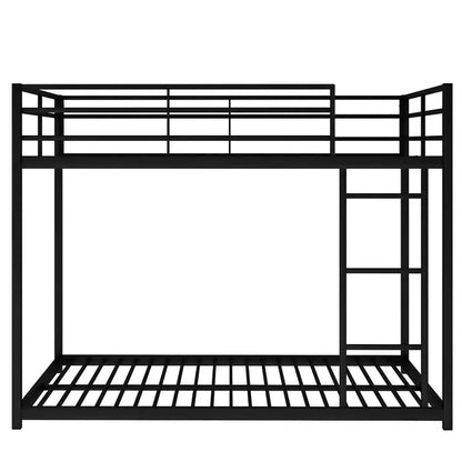 Full-Over-Full Low Metal Bunk Bed, Includes Ladder, Classic Black Finish