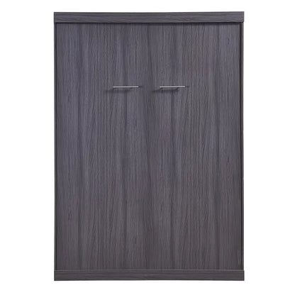 Full Size Murphy Bed with Wardrobe and Drawers, Storage Bed, can be Folded into a Cabinet, Gray