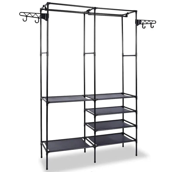 Garment Racks For Hanging Clothes, Freestanding Closet Wardrobe 66x42x14in, Clothing Shoe Organizer With 6 Shelves For Bedroom