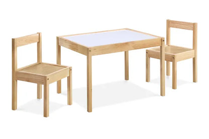 Gibson 3-Piece Dry Erase Kids Table & Two Chair Set, Natural