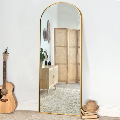 Gold 65x22 inch metal arch stand full length mirror