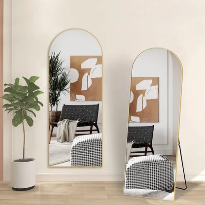 Gold 65x22 inch metal arch stand full length mirror