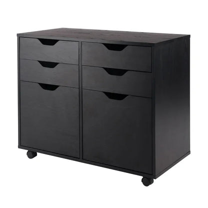 Halifax Wide 2-Door Storage Cabinet; 4-Drawer; Black