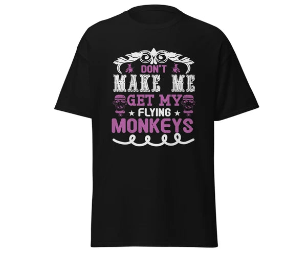 Halloween flying monkeys t-shirt design unisex black , size medium