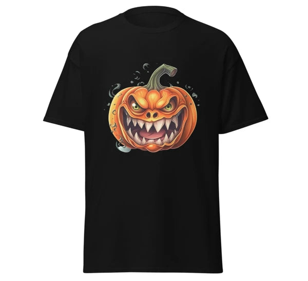 Halloween smilling pumpkin head classic fashion t-shirt Black size Medium