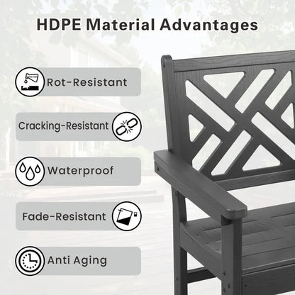 HDPE Outdoor Dining Chairs, Set of 2, Patio Garden Chairs, Porch Chairs, Weather Resistant, Black