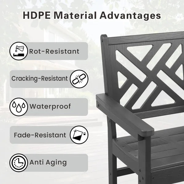 HDPE Outdoor Dining Chairs, Set of 2, Patio Garden Chairs, Porch Chairs, Weather Resistant, Grey