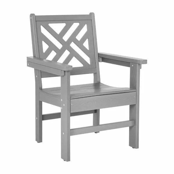 HDPE Outdoor Dining Chairs, Set of 2, Patio Garden Chairs, Porch Chairs, Weather Resistant, Grey