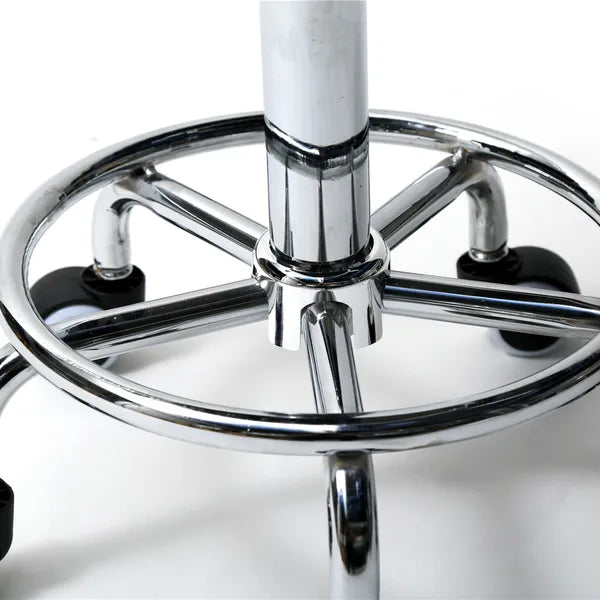 Height Adjustable Mobile Swivel Bar Stool PU Leather Padded Seat Round Stool with Lines Rotation Bar Stool