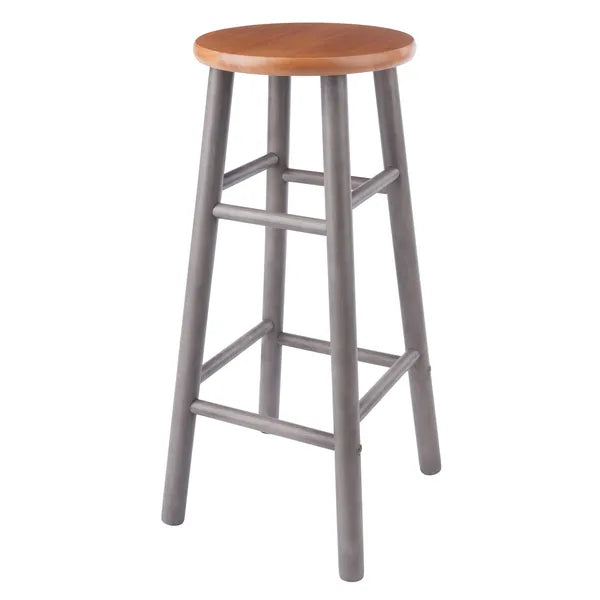 Huxton 2-Pc Bar Stools; 29"; Gray & Teak