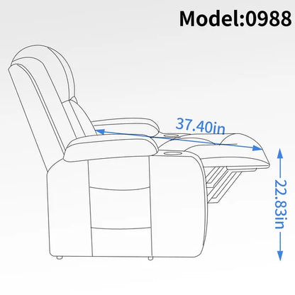 Infinite Position Single Motor Up to 350 LBS Power Lift Recliner Chair for Elderly, Heavy Duty Motion Mechanism with 8-Point Vibration Massage and Lumbar Heating, USB Charging Port, Cup Holders, Brown