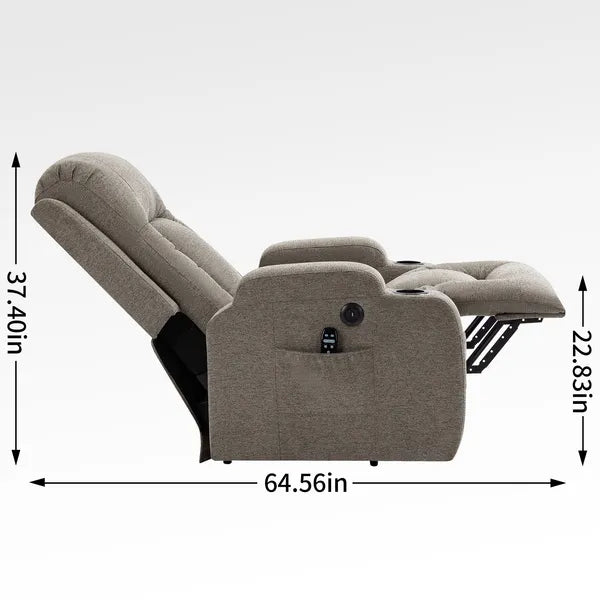 Infinite Position Single Motor Up to 350 LBS Power Lift Recliner Chair for Elderly, Heavy Duty Motion Mechanism with 8-Point Vibration Massage and Lumbar Heating, USB Charging Port, Cup Holders, Brown