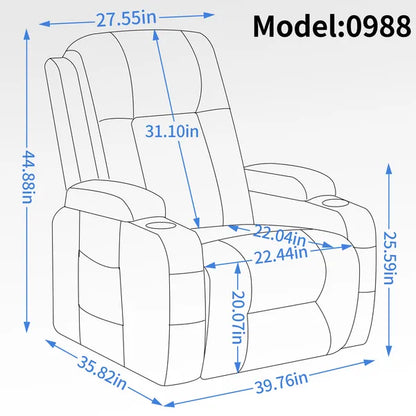 Infinite Position Single Motor Up to 350 LBS Power Lift Recliner Chair for Elderly, Heavy Duty Motion Mechanism with 8-Point Vibration Massage and Lumbar Heating, USB Charging Port, Cup Holders, Brown