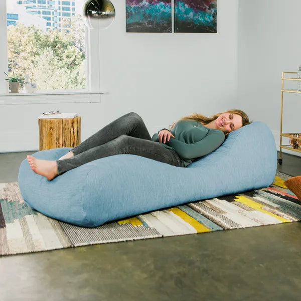 Jaxx Arlo Chaise Lounge Bean Bag Chair - Premium Chenille, Turquoise