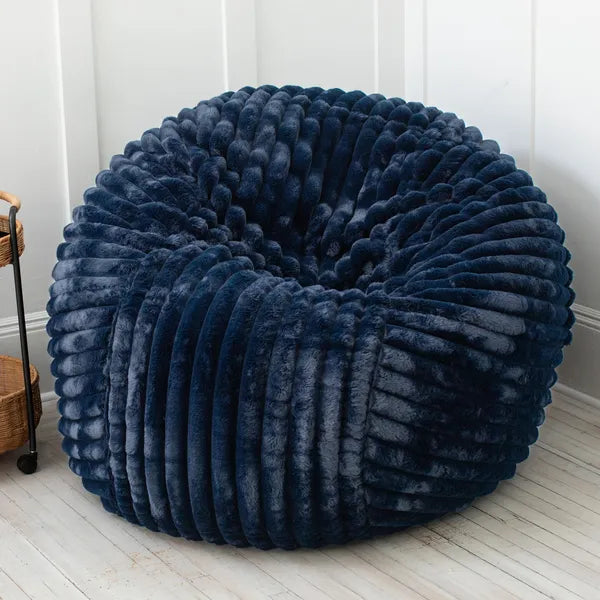 Jaxx Saxx 5 Foot Large Bean Bag w/ Removable Cover, Mondo Fur - Midnight Blue