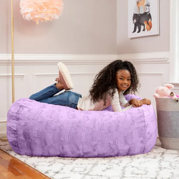 Jaxx Sofa Saxx Bean Bag Couch - 4 Foot - Faux Fur, Bellflower Purple