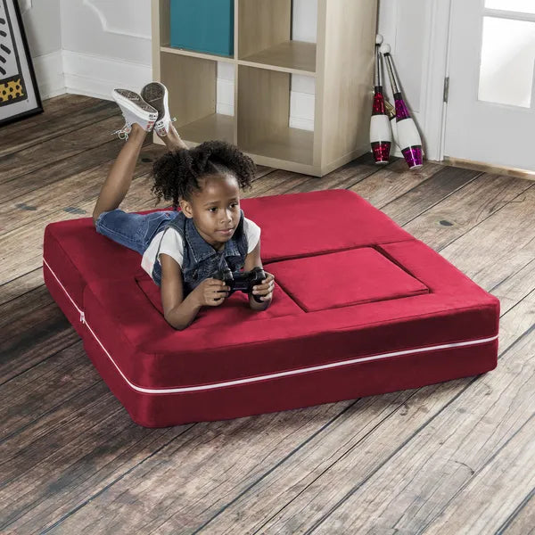 Jaxx Zipline Modular Kids Loveseat & Ottomans, Cherry