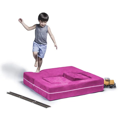 Jaxx Zipline Modular Kids Loveseat & Ottomans, Fuchsia