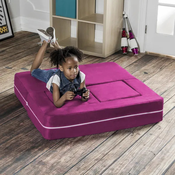 Jaxx Zipline Modular Kids Loveseat & Ottomans, Fuchsia