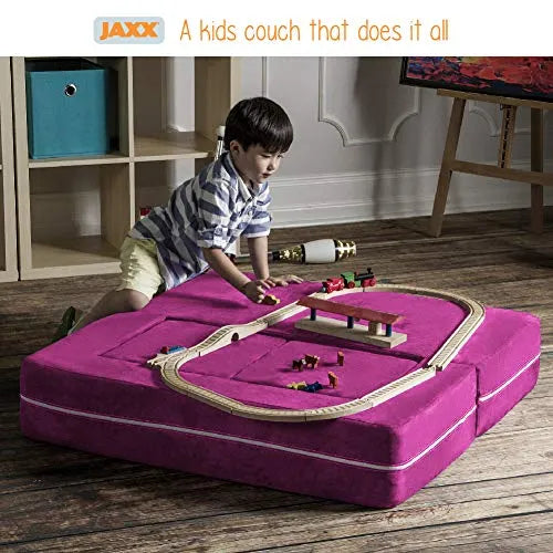 Jaxx Zipline Modular Kids Loveseat & Ottomans, Platinum