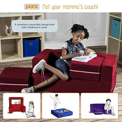 Jaxx Zipline Modular Kids Loveseat & Ottomans, Platinum