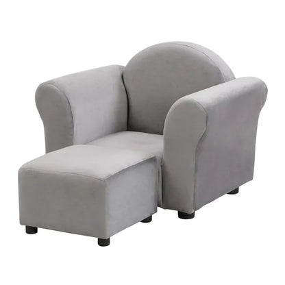 Kids Chair, Kids Upholstered Couch with ottoman, Dark Gray