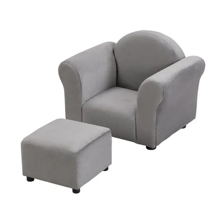 Kids Chair, Kids Upholstered Couch with ottoman, Dark Gray