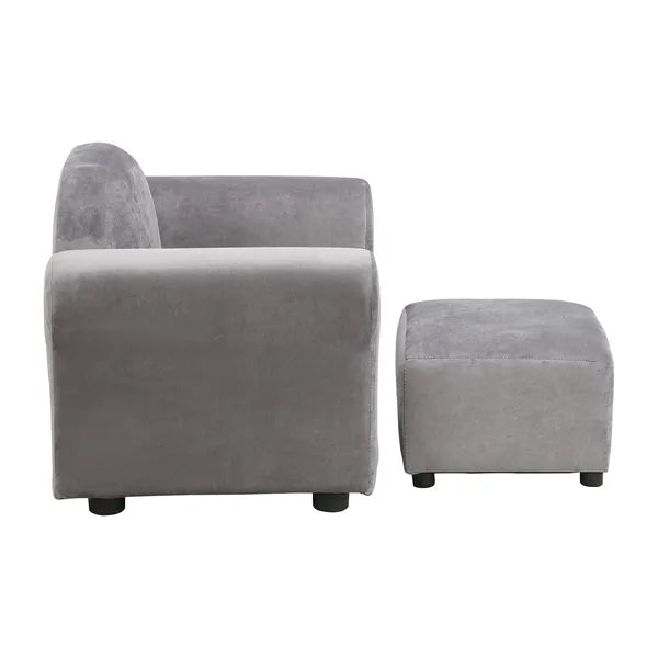 Kids Chair, Kids Upholstered Couch with ottoman, Dark Gray