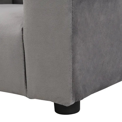 Kids Chair, Kids Upholstered Couch with ottoman, Dark Gray