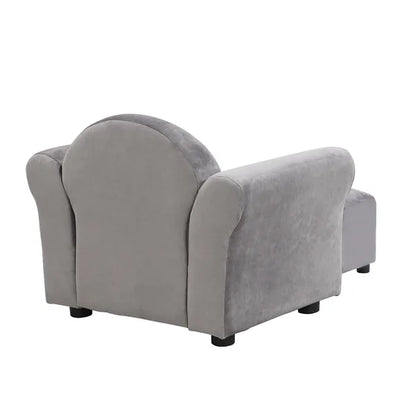 Kids Chair, Kids Upholstered Couch with ottoman, Dark Gray