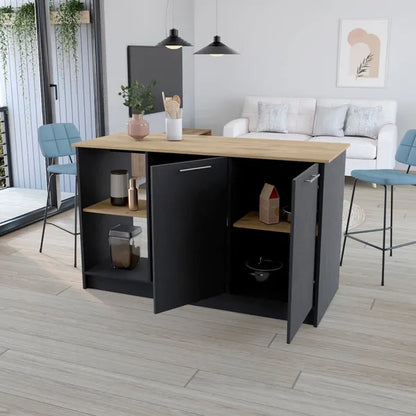 Kitchen Island Padua, Kitchen, Black / Macadamia