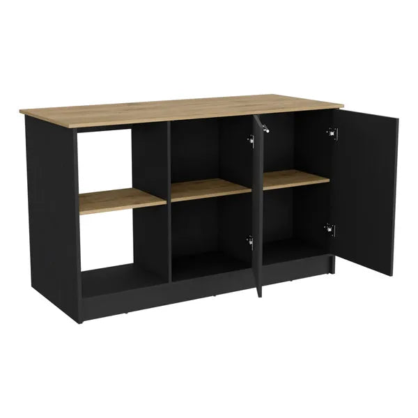 Kitchen Island Padua, Kitchen, Black / Macadamia