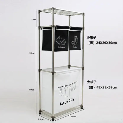 Laundry Hamper 3 Tier Laundry Sorter with 4 Removable Bags for Organizing Clothes, Laundry, Lights, Darks ,Three hooks