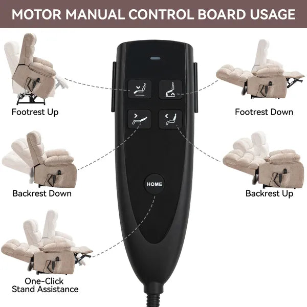 Lift Recliner Chair Heat Massage Dual Motor Infinite Position Up to 350 LBS Large Electric Power Lift Recliners with Power-Remote, Medium-firm and Heavy duty, Beige