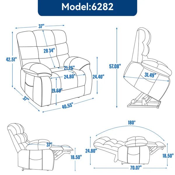 Lift Recliner Chair Heat Massage Dual Motor Infinite Position Up to 350 LBS Large Electric Power Lift Recliners with Power-Remote, Medium-firm and Heavy duty, Beige