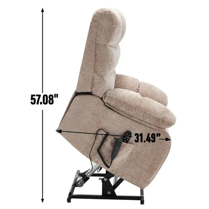 Lift Recliner Chair Heat Massage Dual Motor Infinite Position Up to 350 LBS Large Electric Power Lift Recliners with Power-Remote, Medium-firm and Heavy duty, Beige