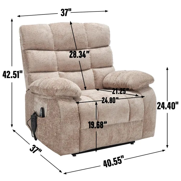 Lift Recliner Chair Heat Massage Dual Motor Infinite Position Up to 350 LBS Large Electric Power Lift Recliners with Power-Remote, Medium-firm and Heavy duty, Beige