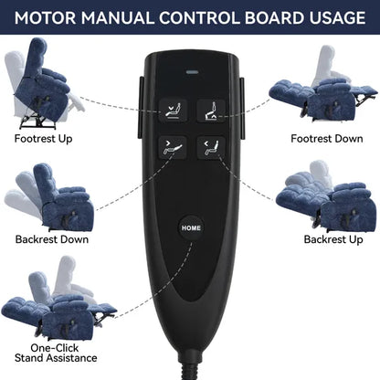 Lift Recliner Chair Heat Massage Dual Motor Infinite Position Up to 350 LBS Large Electric Power Lift Recliners with Power-Remote, Medium-firm and Heavy duty, Blue