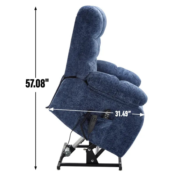 Lift Recliner Chair Heat Massage Dual Motor Infinite Position Up to 350 LBS Large Electric Power Lift Recliners with Power-Remote, Medium-firm and Heavy duty, Blue