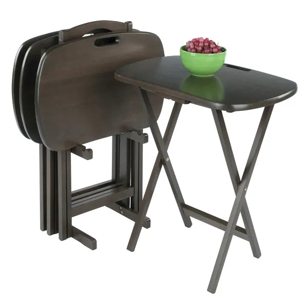 Lucca 5-Pc Snack Table Set; Oyster Gray