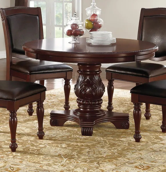 Majestic Formal Dining Room Table Brown 1pc Dining Table Only Pedestal Base Royal Round Table