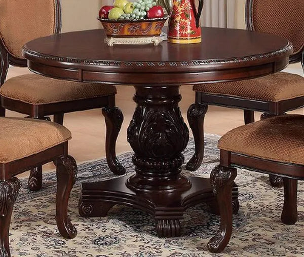 Majestic Formal Dining Room Table Brown 1pc Dining Table Only Pedestal Base Royal Round Table