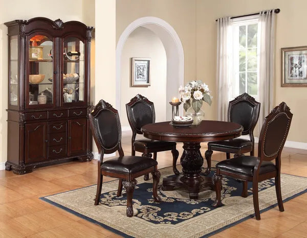 Majestic Formal Dining Room Table Brown 1pc Dining Table Only Pedestal Base Royal Round Table