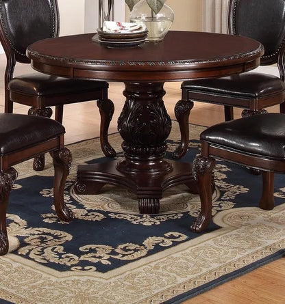 Majestic Formal Dining Room Table Brown 1pc Dining Table Only Pedestal Base Royal Round Table