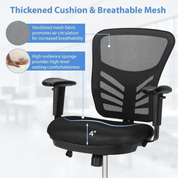 Mesh Drafting Chair Office Chair with Adjustable Armrests and Foot-Ring