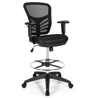 Mesh Drafting Chair Office Chair with Adjustable Armrests and Foot-Ring