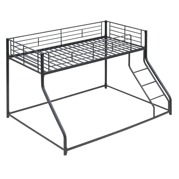 Metal Floor Bunk Bed, Twin XL over Queen, Black