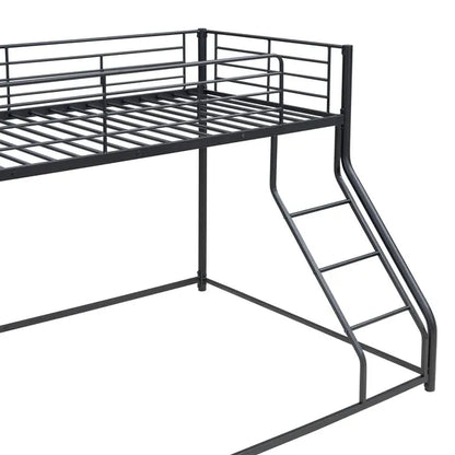 Metal Floor Bunk Bed, Twin XL over Queen, Black